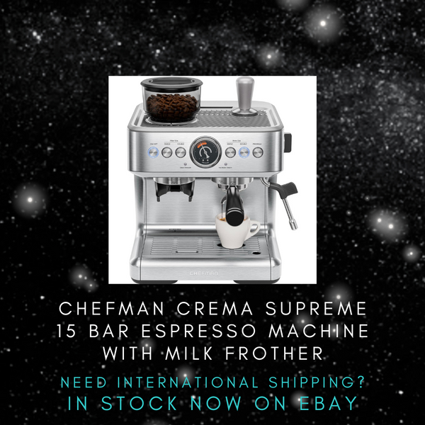 Chefman Crema Supreme 15-Bar Espresso Machine w/ Built-In Grinder, Steam Wand & 3L Water Tank – Stainless Steel