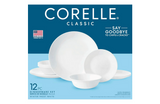 Corelle 12-Piece White Glass Dinnerware Set, Plates Bowls, Service for 4 | US SHIPPING