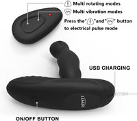 The Saucy Martian™ | 360°Prostate Massager Dual Motors+Electric Shock Pulse Anal Vibrator Butt Plug Remote Control w/ 3 Rotation Speed & 16 Vibrations