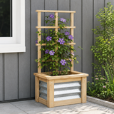 @MaxGardenGalax | Wooden Raised Garden Bed with Trellis | Galvanized Metal Planter Box for Climbing Plants | US SHIPPING | Limited Stock