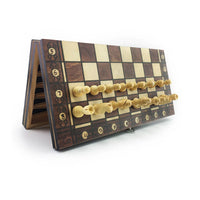 Chesse International 3-in-1 Wooden Chess Set – Foldable Travel Board with Chess, Checkers & Backgammon for Classic Game Enthusiasts