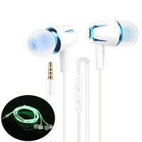 Luminous Glow-In-The-Dark WIRED Earbuds with Mic and Volume Control | Glowing 3.5mm Plug | Earphones w/Bass-Enhanced for iPhone Samsung Huawei Xiaomi | 1.1m Cable