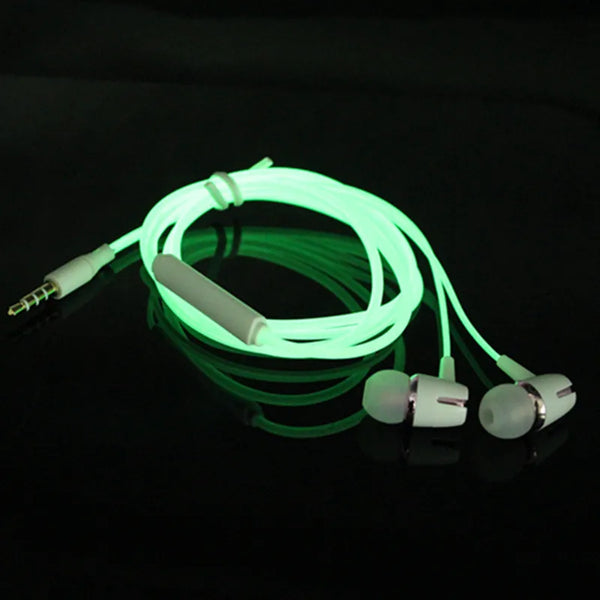 Luminous Glow-In-The-Dark WIRED Earbuds with Mic and Volume Control | Glowing 3.5mm Plug | Earphones w/Bass-Enhanced for iPhone Samsung Huawei Xiaomi | 1.1m Cable