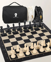 Portable Weighted Chess Set – Large Templar Pieces with Double Queens & Foldable Chessboard for Adults & Kids