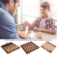 3-in-1 Exquisite Wooden Chess Set – Travel-Ready Chess, Checkers & Backgammon Board for Classic Strategy Games