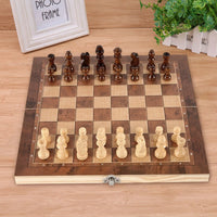 3-in-1 Exquisite Wooden Chess Set – Travel-Ready Chess, Checkers & Backgammon Board for Classic Strategy Games