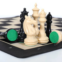 Portable Weighted Chess Set – Large Templar Pieces with Double Queens & Foldable Chessboard for Adults & Kids