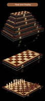 Three-In-One Foldable Wooden Chess Board – High-Grade Set for Chess, Backgammon & Checkers | Ultimate Brain Sports & Leisure Games