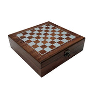 4-in-1 Carved Wooden Folding Chess Set – Portable Multifunctional Game with Chess, Poker, Dice & More | Perfect for Outdoor Family Entertainment