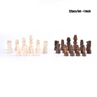 Brand New 32pcs Wooden Chess Pieces – Complete International Chess Set with Two Sizes for Chess Enthusiasts & Entertainment