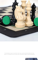 Portable Weighted Chess Set – Large Templar Pieces with Double Queens & Foldable Chessboard for Adults & Kids