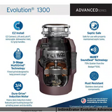 InSinkErator Evolution 1300 Garbage Disposal 3/4 HP | Advanced Series Quiet Continuous Feed w/ EZ Connect Installation