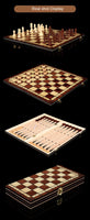 Three-In-One Foldable Wooden Chess Board – High-Grade Set for Chess, Backgammon & Checkers | Ultimate Brain Sports & Leisure Games