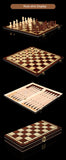 Three-In-One Foldable Wooden Chess Board – High-Grade Set for Chess, Backgammon & Checkers | Ultimate Brain Sports & Leisure Games