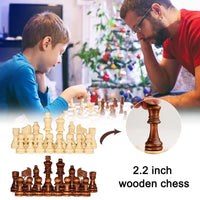 32PCS 2.2-inch High Quality Handmade Pinewood Wooden Chess Set | Intern'l Standard Figurines for Educational & Tournament Play | Pieces Only