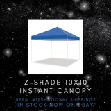 Z-Shade 10' x 10' Blast Instant Canopy | Portable Outdoor Shade Tent | UV Resistant + Water Resistant | For : Camping, Parties, Beach, Outdoor Events, Farmers Markets Etc....