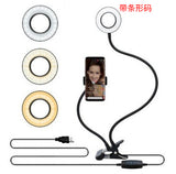 Clamp-On LED Ring Light with Phone Holder, 3 Color Modes, 10 Brightness Levels, USB Powered Desk Light for Video Calls, Makeup, Streaming, and Content Creation