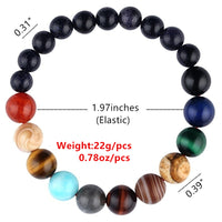 @BuyMartianJewelry | Natural Stone Solar System Bracelet – Handmade 8 Planet Beads Universe Jewelry | Unisex Chakra Energy Yoga Bracelet | Space Jewelry