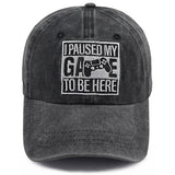 2pcs I Paused My Game To Be Here Baseball Cap,Gamer Gifts For Men and Women, Adjustable Embroidered Wash Cotton Unisex Baseball Cap