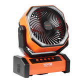 Orange and black Vevor fan on a white background