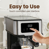 Chefman CraftBrew Espresso Machine 15-Bar w/ Steam Wand | Latte & Cappuccino Maker w/ Touch Controls – Stainless Steel
