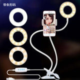 Clamp-On LED Ring Light with Phone Holder, 3 Color Modes, 10 Brightness Levels, USB Powered Desk Light for Video Calls, Makeup, Streaming, and Content Creation