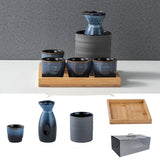 For Wine Lovers | @BuyMartianHome Elegant Japanese Ceramic Sake Cup Set with Warmer Tray | Retro-Inspired Wine Set for Spirits