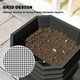 @MaxGardenGalax | 4-Tray Worm Composter Bin, 7.4 Gal Indoor Outdoor Food Waste Recycler with Lid, Ventilated Stackable Worm Farm Compost System, Dark Green