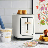 Beautiful 2 Slice Modern Toaster White Icing Touch Display Wide Slot 7 Shade Browning by Drew Barrymore
