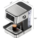 Chefman CraftBrew Espresso Machine 15-Bar w/ Steam Wand | Latte & Cappuccino Maker w/ Touch Controls – Stainless Steel