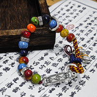 @BuyMartianJewelry | Handmade Colorful Stone Beaded Bracelet – String Finish with Silver Accents | Unisex Boho Jewelry - SHIPS VIA USPS (This Week Only)