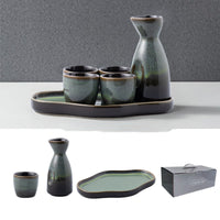 For Wine Lovers | @BuyMartianHome Elegant Japanese Ceramic Sake Cup Set with Warmer Tray | Retro-Inspired Wine Set for Spirits