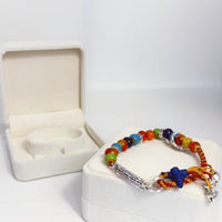 @BuyMartianJewelry | Handmade Colorful Stone Beaded Bracelet – String Finish with Silver Accents | Unisex Boho Jewelry - SHIPS VIA USPS (This Week Only)