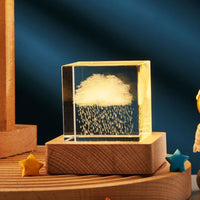 3D Crystal Cube LED Night Light | Modern Transparent Desktop Lamp for Home or Office | Elegant Ambient Lighting & Gift Décor