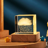 3D Crystal Cube LED Night Light | Modern Transparent Desktop Lamp for Home or Office | Elegant Ambient Lighting & Gift Décor