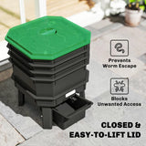 @MaxGardenGalax | 4-Tray Worm Composter Bin, 7.4 Gal Indoor Outdoor Food Waste Recycler with Lid, Ventilated Stackable Worm Farm Compost System, Dark Green