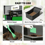 @MaxGardenGalax | 4-Tray Worm Composter Bin, 7.4 Gal Outdoor & Indoor Worm Composter For Recycling Food Waste, Dark Green