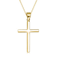 @BuyMartianJewelry | M633™ God First Unisex Small Gold Plated 925 Sterling Silver Cross Pendant Necklace | Hypoallergenic | Great Gift for Women and Kids