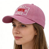 Best Auntle Ever Birthday Gifts For Women, Adjustable Embroidered Wash Cotton Pink Baseball Cap
