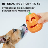 Planetary Pets™ | Interactive Durable Thermoplastic Rubber Dog Chew Toy Halloween Pumpkin Shaped | Treat-Dispensing Funnel Toy For All Breed Sizes |  Pet Puzzle Toy For Teething & Boredom