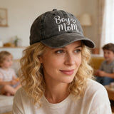 Boy Mom Hat For Women, Mother's Day Birthday Mama Gifts, Adjustable Embroidered Wash Cotton Baseball Cap