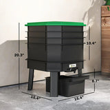 @MaxGardenGalax | 4-Tray Worm Composter Bin, 7.4 Gal Indoor Outdoor Food Waste Recycler with Lid, Ventilated Stackable Worm Farm Compost System, Dark Green
