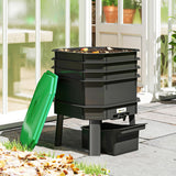 @MaxGardenGalax | 4-Tray Worm Composter Bin, 7.4 Gal Outdoor & Indoor Worm Composter For Recycling Food Waste, Dark Green