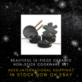 Beautiful Black Sesame 12-Piece Ceramic Non-Stick Cookware Set | NEW IN BOX