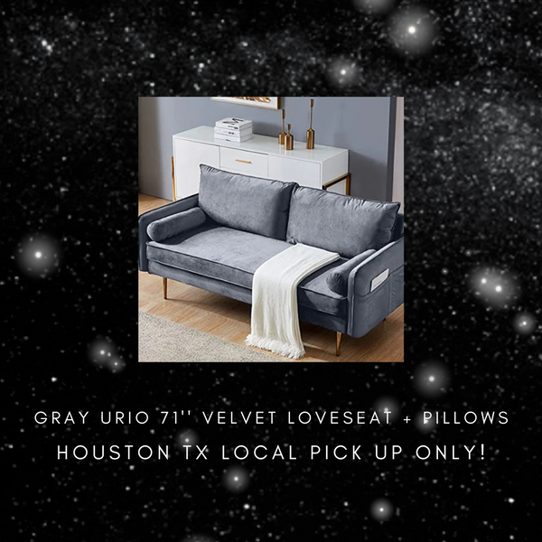 NEW IN BOX | GRAY Urio 71'' Velvet Loveseat + PILLOWS - $975 (Retail Price : $1200) Houston, TX Pick Up Only-LAST ONE LEFT!