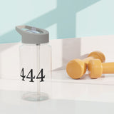Your Fave Travel Merch | 444 Angel Number "Wisdom" Shatter-Resistant BPA-Free Water Bottle + Straw (Biodegradeable)
