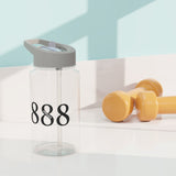 Your Fave Travel Merch | 888 Angel Number "Abundance" Shatter-Resistant BPA-Free Water Bottle + Straw (Biodegradeable)