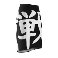 Buy Martian Merch ™ War Kanji Pencil Skirt (Black)