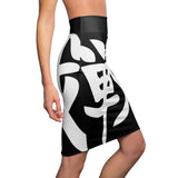 Buy Martian Merch ™ War Kanji Pencil Skirt (Black)