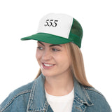 Your Fave Travel Merch | 555 Angel Number Trucker Cap (Adjustable + Breathable Mesh Back)